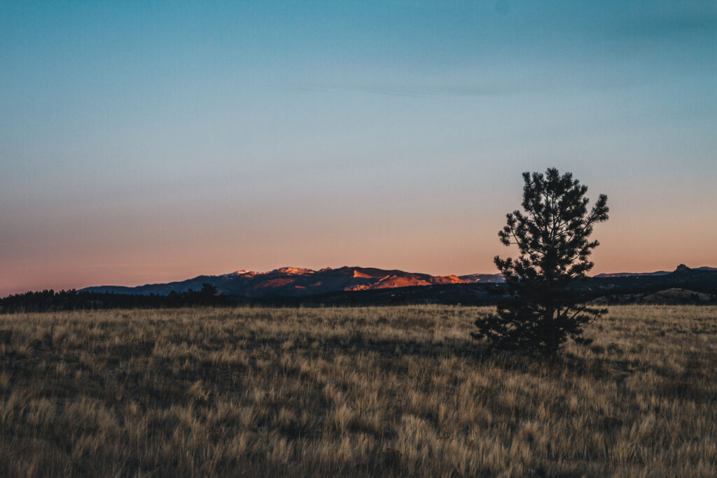 A sunrise at Florissant fossil beds national monument in Colorado